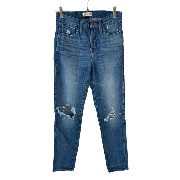 Madewell Denim - MADEWELL Women's TALL Slim Straight Distressed Jeans Medium Wash Size 26 Tall